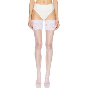 FALKE Seidenglatt 15 Stay Up in White Small New Womens Nylons Thigh High Tights